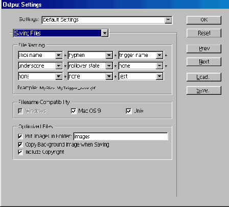   Output Settings   Saving Files